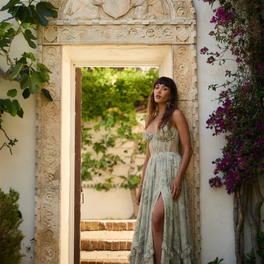 V. Chapman - The Carmen Dress in Sage Tapestry size 4